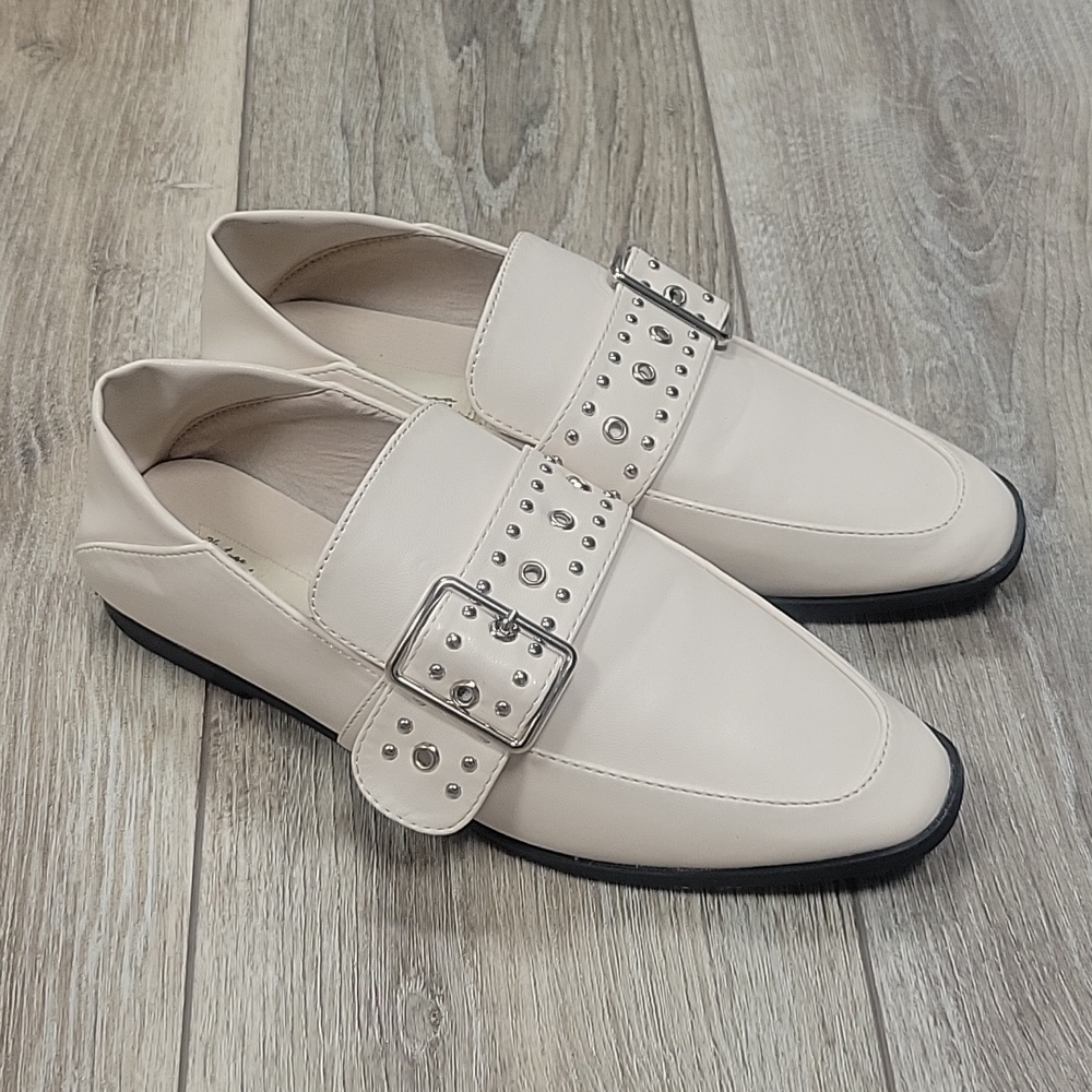 NEW Vintage Havana Maureen Women's Off-White Buckle Loafer Flat Size 7 1/2